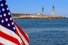 American Flag Waves Back to Thacher Island Twin Lights
